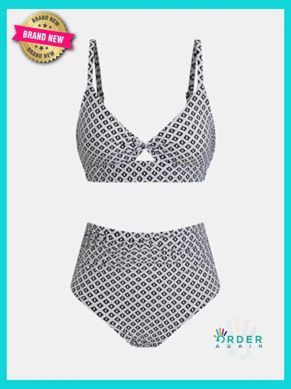 High Waisted Bikini Set Twist Front Cutout Full Coverage Ruched Two Piece